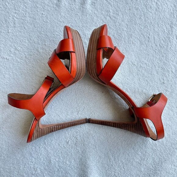 Coach Dani platform heels sandals‎ size 10 B Papaya / orange gold - Picture 7 of 12